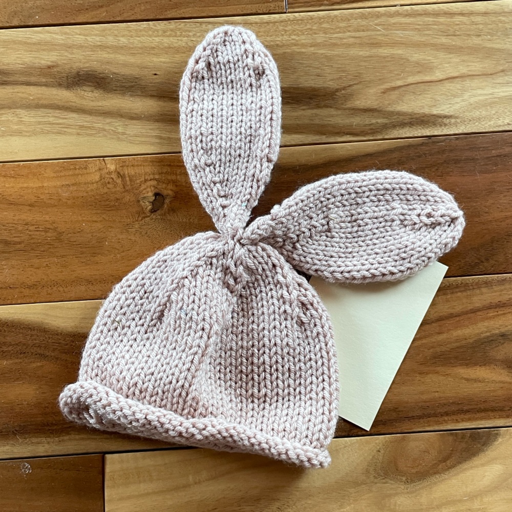 Knitted Bunny Ear Hat for Kids - Pink